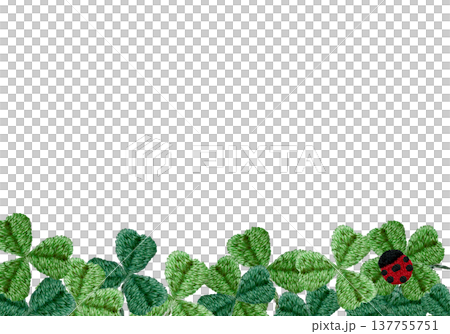 【クローバーとてんとう虫のフレーム】手刺繍イラスト素材 137755751