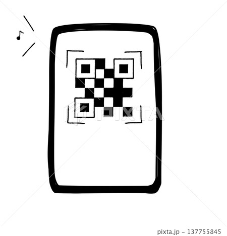 手描きのスマートフォンに表示された電子決済用のイラスト 137755845