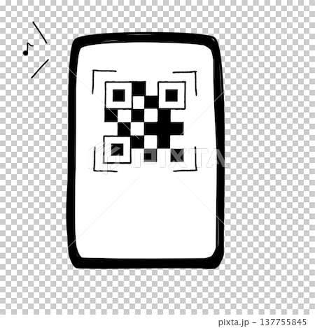 手描きのスマートフォンに表示された電子決済用のイラスト 137755845