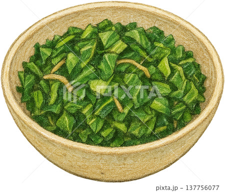 Hand drawn colored pencil sukuma wiki illustration, Kenyan food, transparent background 137756077