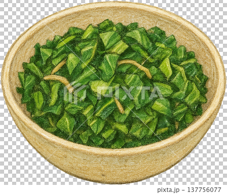 Hand drawn colored pencil sukuma wiki illustration, Kenyan food, transparent background 137756077