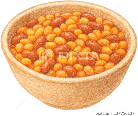 Hand drawn colored pencil githeri illustration, Kenyan food, transparent background 137756137