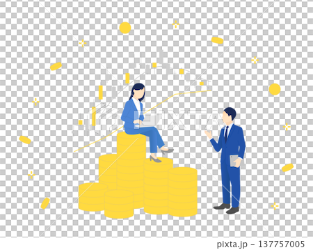 資産運用でお金が増えるイメージ イラストベクター素材 137757005