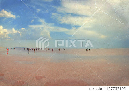 Lake Tuz Central Anatolia Turkey Pink Salt Landscape. Lake Tuz Central Anatolia Turkey Pink Salt Landscape. 137757105