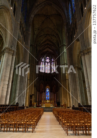 Reims, Marne, Grand-Est, France, August, 28th, 2025, Champagne Area, Illuminated altar and choir 137757622