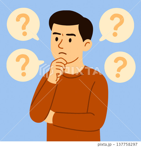 Flat illustration of a man sitting in thought 137758297