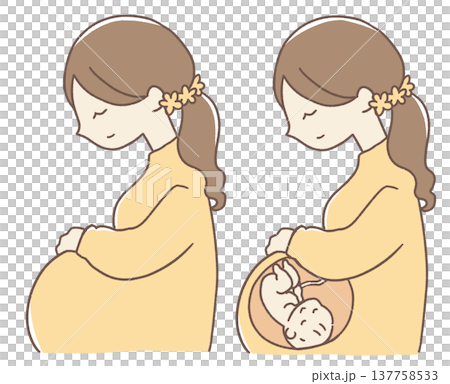 An illustration of a mother with a baby in her belly. 137758533