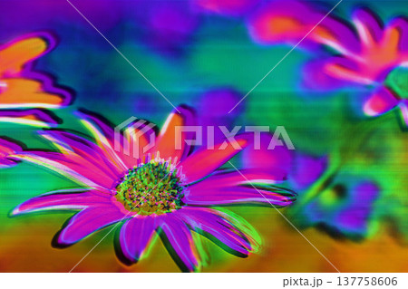 Glitch Flower Art with RGB Split and Scanline Artifact Glitch Flower Art with RGB Split and Scanline Artifact 137758606