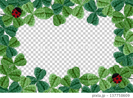 [Clover and Ladybug Frame] Hand-embroidered illustration material 137758609
