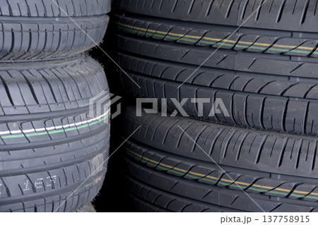 Car tire background, Tyre texture closeup background. 137758915