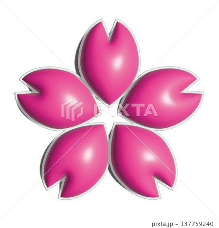 ピンクの小さな桜の花のぷっくりイラスト 137759240
