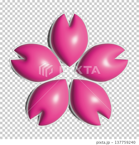 ピンクの小さな桜の花のぷっくりイラスト 137759240