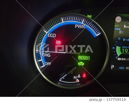 ハイブリッド車のメーター ハイブリッド車のメーター 137759519