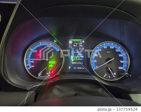 ハイブリッド車のメーター ハイブリッド車のメーター 137759524
