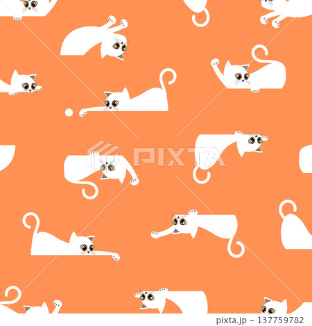 印象的で可愛いネコの柄背景, 137759782