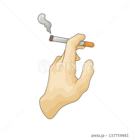 Illustration of Hand holding a lit cigarette Illustration of Hand holding a lit cigarette 137759981