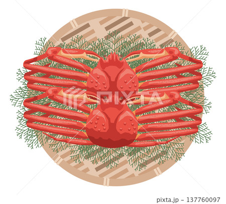 ザルに盛られたズワイガニのイメージイラスト 137760097