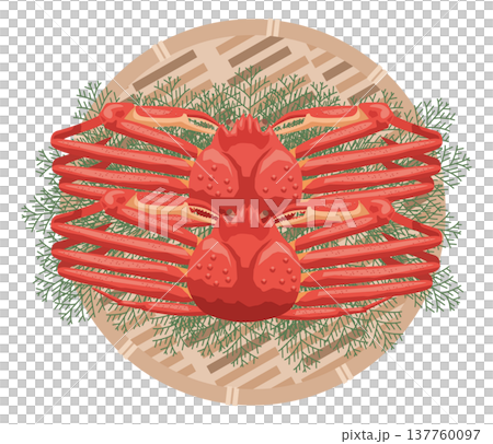 ザルに盛られたズワイガニのイメージイラスト 137760097