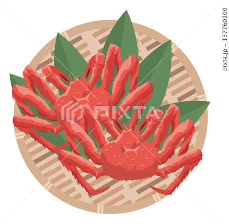 ザルに盛られたタラバガニのイメージイラスト 137760100