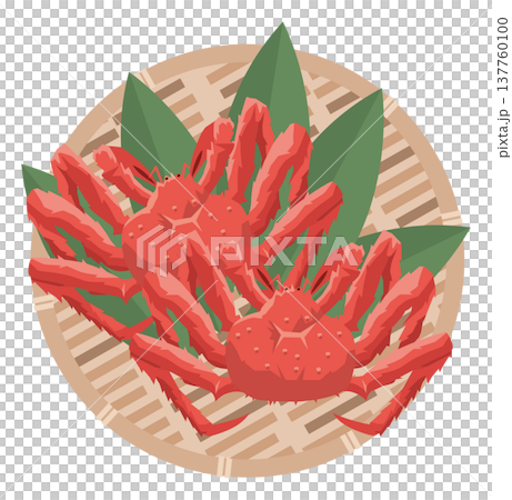 ザルに盛られたタラバガニのイメージイラスト 137760100