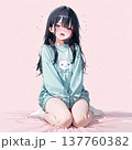 かわいい女の子が座っているイラスト 137760382
