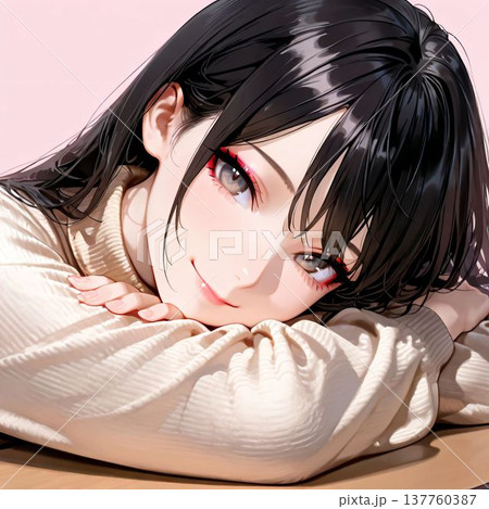 かわいい女の子の顔のアップのイラスト かわいい女の子の顔のアップのイラスト 137760387