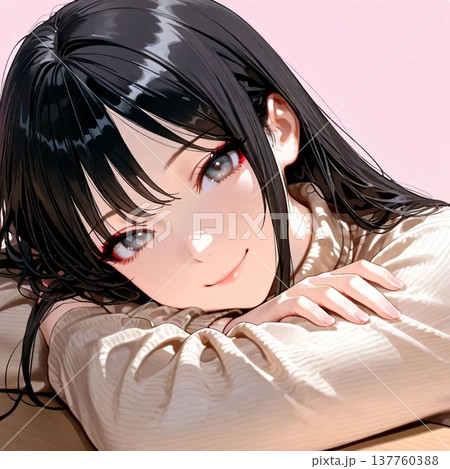 かわいい女の子の顔のアップのイラスト かわいい女の子の顔のアップのイラスト 137760388