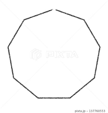 シンプル図形 チョーク風 九角形 黒線 シンプル図形 チョーク風 九角形 黒線 137760553