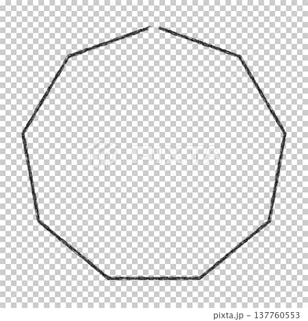 シンプル図形 チョーク風 九角形 黒線 シンプル図形 チョーク風 九角形 黒線 137760553