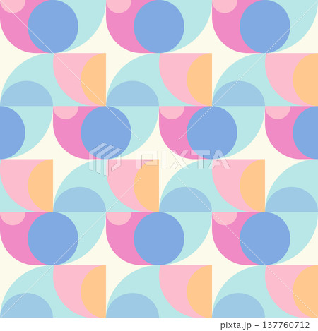 Retro Pastel Geometric Seamless Pattern with Circles Retro Pastel Geometric Seamless Pattern with Circles 137760712