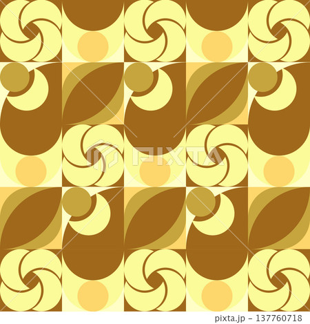 Earthy brown 70s style geometric patternのイラスト素材 [137760718] - PIXTA