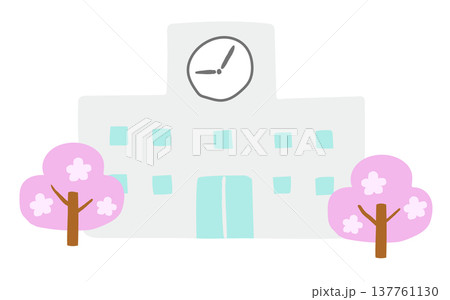 桜と小学校イラスト 137761130