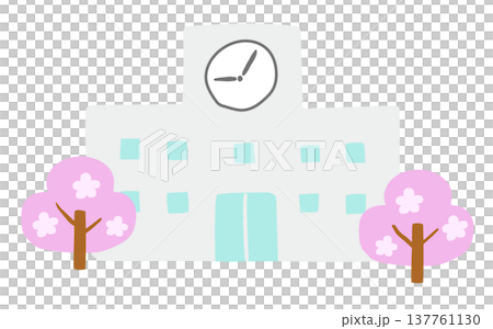 桜と小学校イラスト 137761130