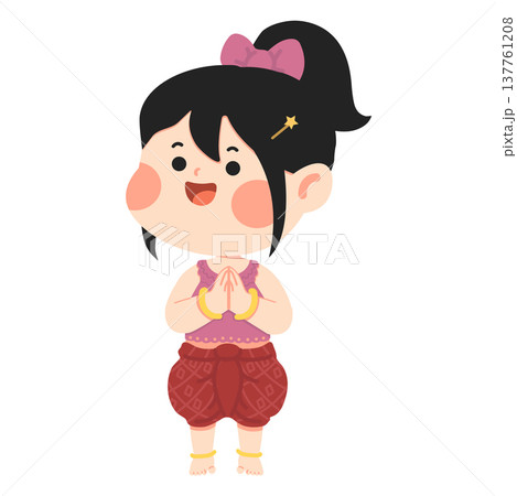 Thai Girl Greeting with Praying Hands 137761208