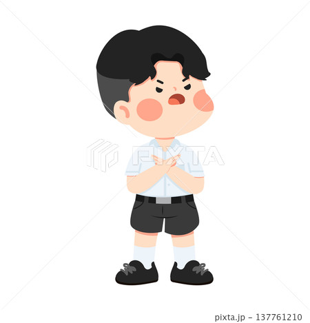 Boy Making Stop Gesture With Angry Face Boy Making Stop Gesture With Angry Face 137761210