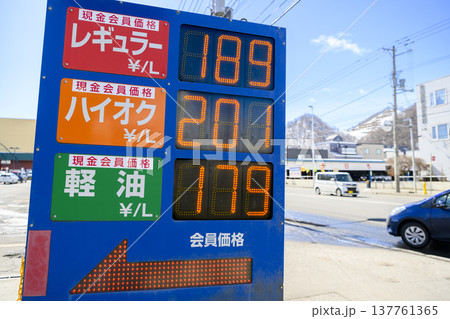 ガソリンスタンドの価格表示 ガソリンスタンドの価格表示 137761365