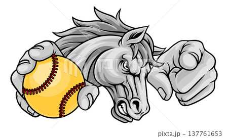 Horse Mustang Stallion Softball Sports Team Mascot 137761653