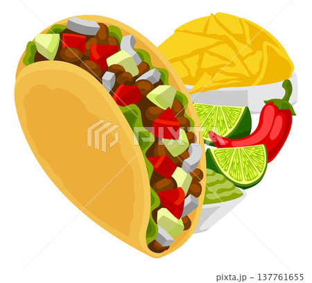 Love of Taco Heart Shaped Mexican Food Concept 137761655