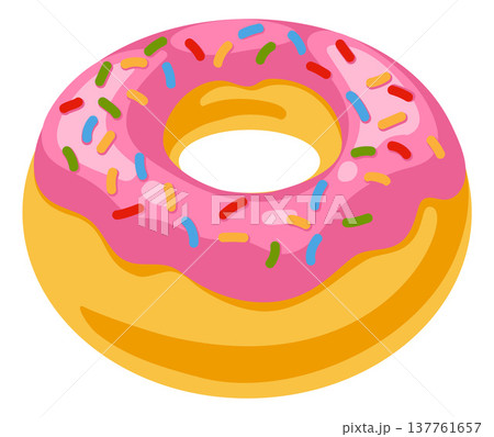 Pink Frosted Donut Sweet Dessert Illustration Pink Frosted Donut Sweet Dessert Illustration 137761657