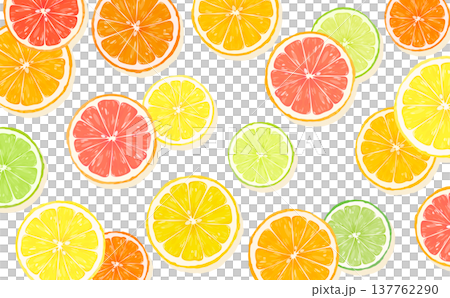 Sliced citrus fruit with transparent background (horizontal) 137762290