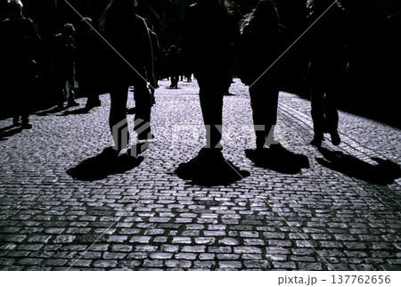 crowd of people walking on the street crowd of people walking on the street 137762656