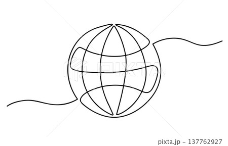 Continuous Line Globe World Connection Outline Illustration 137762927