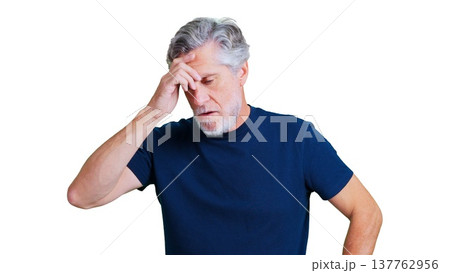 Senior man experiencing headache, stress, and frustration Senior man experiencing headache, stress, and frustration 137762956