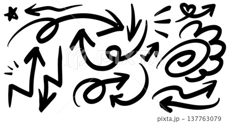 手書きのクールでかっこいい矢印セット 手書きのクールでかっこいい矢印セット 137763079