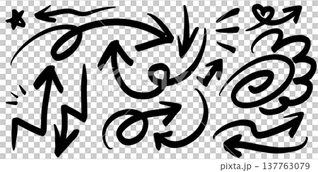 手書きのクールでかっこいい矢印セット 手書きのクールでかっこいい矢印セット 137763079