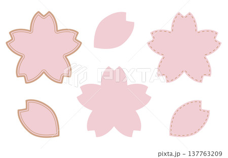 桜の花の形・桜の花びらの形のフレームセット 桜の花形フレーム ベクターイラスト 春素材 桜の花の形・桜の花びらの形のフレームセット 桜の花形フレーム ベクターイラスト 春素材 137763209