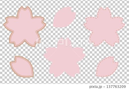 桜の花の形・桜の花びらの形のフレームセット 桜の花形フレーム ベクターイラスト 春素材 桜の花の形・桜の花びらの形のフレームセット 桜の花形フレーム ベクターイラスト 春素材 137763209