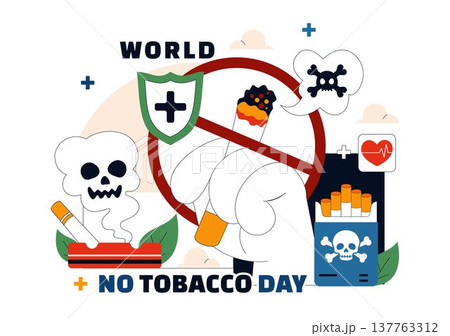 World No Tobacco Day Vector Illustration with Stop Smoking Symbol, Lungs Health Awareness, Cigarette Ban Campaign and Anti Tobacco Design 137763312