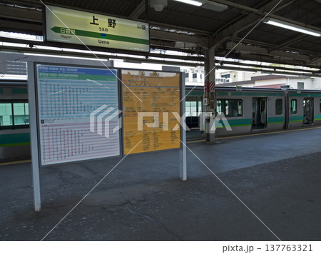 上野駅常磐線ホームの案内板 上野駅常磐線ホームの案内板 137763321