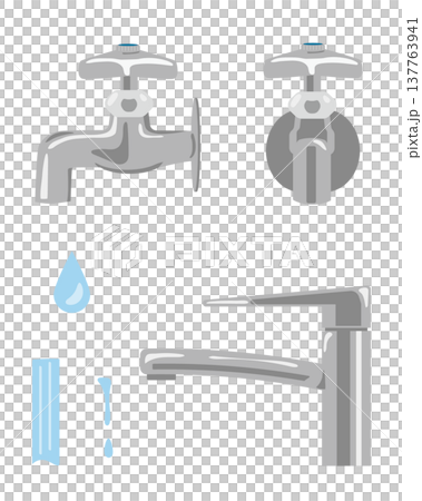 A set of illustrations of water taps A set of illustrations of water taps 137763941